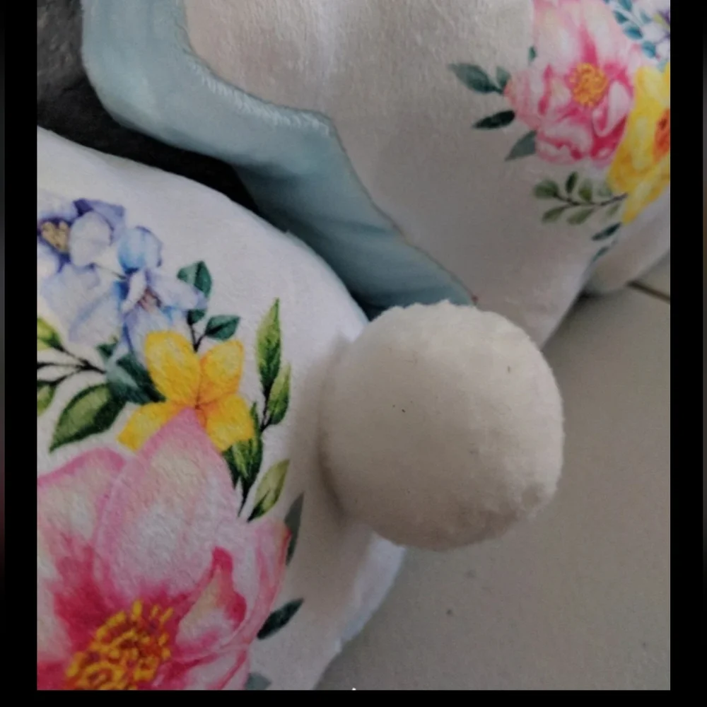Easter Bunny Cottontail Decorative Pillows Floral Pastel Blue Pink Cottage Core